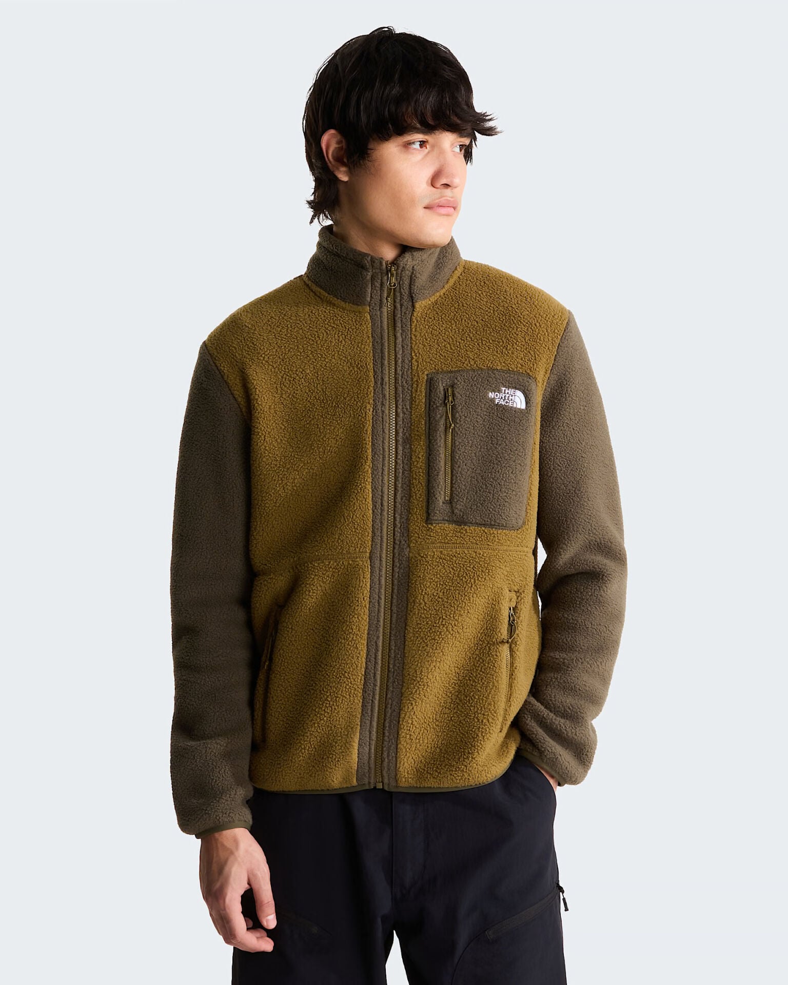 TNF Erkek Yumiori Tam Boy Fermuarlı Polar Mont Caraway Seed-New Taupe Green