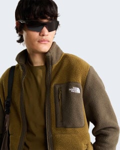 TNF Erkek Yumiori Tam Boy Fermuarlı Polar Mont Caraway Seed-New Taupe Green