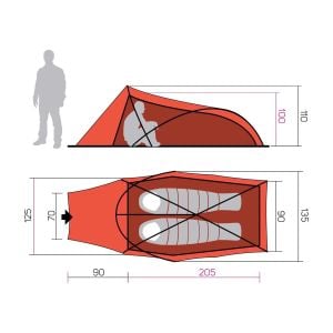 Hannah Hawk Snow 2 Kişilik Ultralight 5 Mevsim Çadır Mandarin Red II