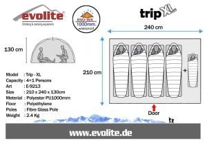 Evolite Trip XL Monodome 4+1 Kişilik Çadır