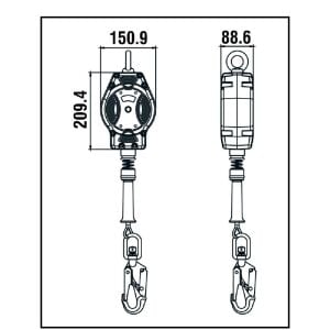 KRATOS HELIXON-S Çelik Halatlı Geri Sarımlı Düşüş Durdurucu 7M