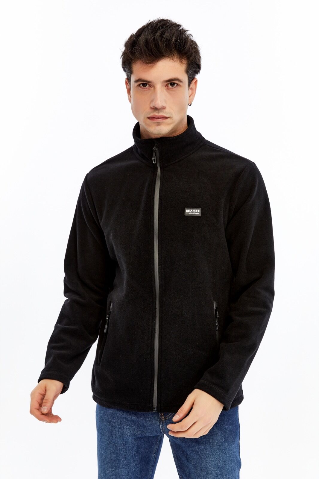 Champp Horiazon Tam Fermuarlı Erkek Polar - Siyah