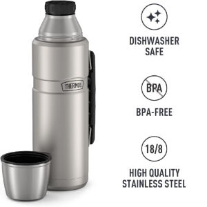 Thermos 1,2 Litre King Large Çelik Termos - Mat Gri