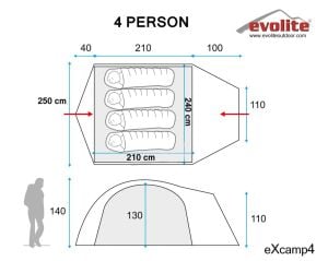Evolite Excamp 4 Pro Çadır - Sun Fresh UPF80 / 4 Mevsim